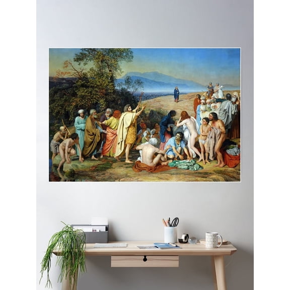 The Apparition Of Christ Before The People By Alexander Andreyevich Ivanov (1837-1857) Poster Wall Art, Modern Wall Decor For Living Room Bedroom, 12x18 UNFRAMED