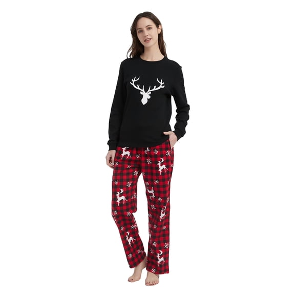 Apparonia Cotton Matching Pajamas for Couples Long Sleeve Top & Long Pants Sleepwear Pjs Sets Christmas Plaid F 3XL