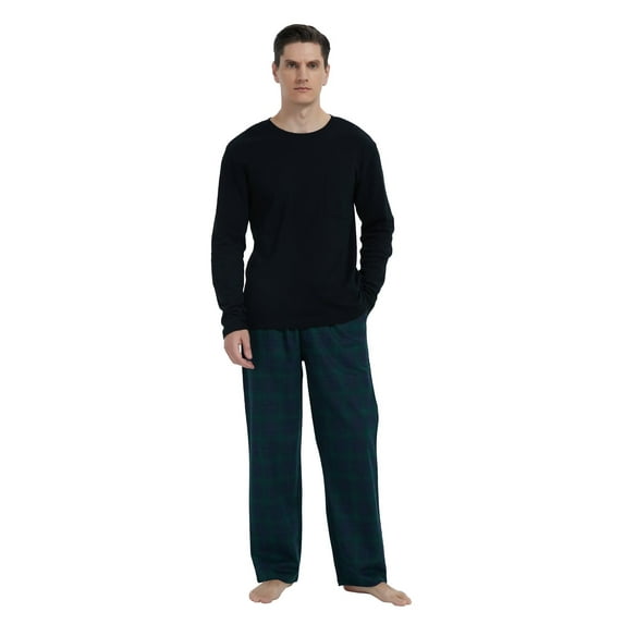 Apparonia Men's Pajamas Sets Plaid Sleepwear Long Sleeve Shirts and Pants Lightweight Soft Mens Pjs Lounge Set with Pockets Christmas Green Plaid XXL