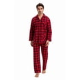 thumbnail image 1 of Apparonia Mens Pajamas Set Cotton Notched Collar Pajamas for Men Long Sleeve Mens Sleepwear with Pockets & Front Fly Red & Black Plaid L, 1 of 7