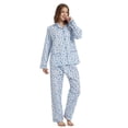 thumbnail image 1 of Apparonia Women's Pajamas Set, Comfywear Sleepwear for Women Set, Cotton Loungewear, Long Sleeve Top & Pants Set Blue Flower​ L, 1 of 5