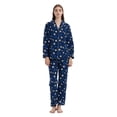 thumbnail image 1 of Apparonia Women's Sleepwear Cotton Pajama Set Flannel Long-Sleeve Button Down Shirt and Pant Midnight Flurry XL, 1 of 6