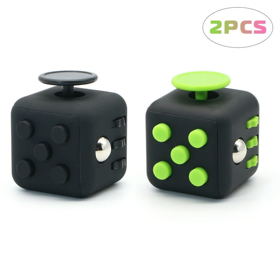 Appash Fidget Cube Stress Anxiety Pressure Relieving Toy Great for Adults and Children[Gift Idea][Relaxing Toy][Stress Reliever][Soft Material](1Black&1BlkGrn)