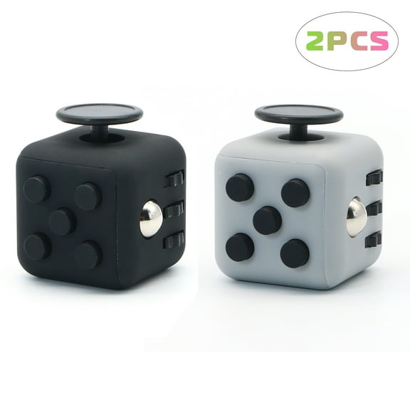 Appash Fidget Cube Stress Anxiety Pressure Relieving Toy Great for Adults and Children[Gift Idea][Relaxing Toy][Stress Reliever][Soft Material](1Black&1LghGry)