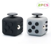 Appash Fidget Cube Stress Anxiety Pressure Relieving Toy Great for Adults and Children[Gift Idea][Relaxing Toy][Stress Reliever][Soft Material]1Black&1LghGry
