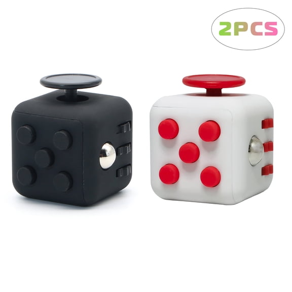Appash Fidget Cube Stress Anxiety Pressure Relieving Toy Great for Adults and Children[Gift Idea][Relaxing Toy][Stress Reliever][Soft Material](1Black&1WhiRed)