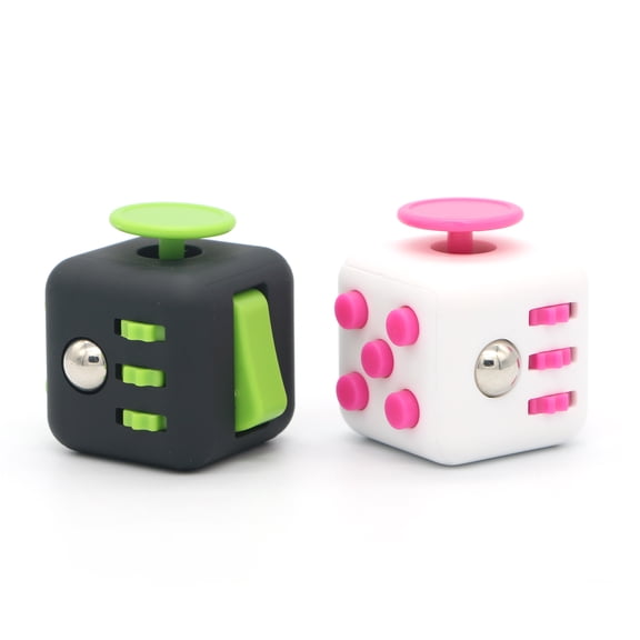Appash Fidget Cube Stress Anxiety Pressure Relieving Toy Great for Adults and Children[Gift Idea][Relaxing Toy][Stress Reliever][Soft Material](1Green&1Pink)