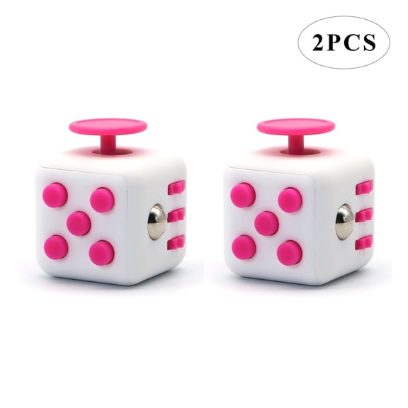 Appash Fidget Cube Stress Anxiety Pressure Relieving Toy Great for Adults and Children[Gift Idea][Relaxing Toy][Stress Reliever][Soft Material](2 White&Pink)