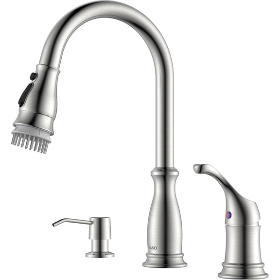 Appaso 3 Hole Kitchen Faucet with Pull Down Brushed Nickel 211BN