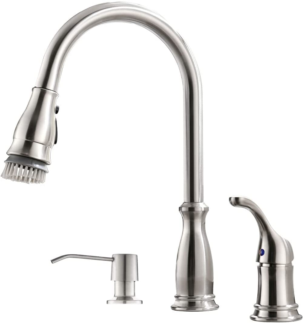 Hanover 1Handle PullDown Kitchen Faucet with Soap Dispenser in Tuscan