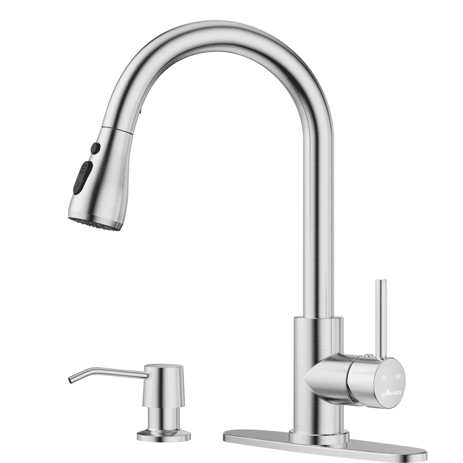 APPASO Kitchen Faucet, Stainless Steel, Pull Down 3 Modes, Brushed ...