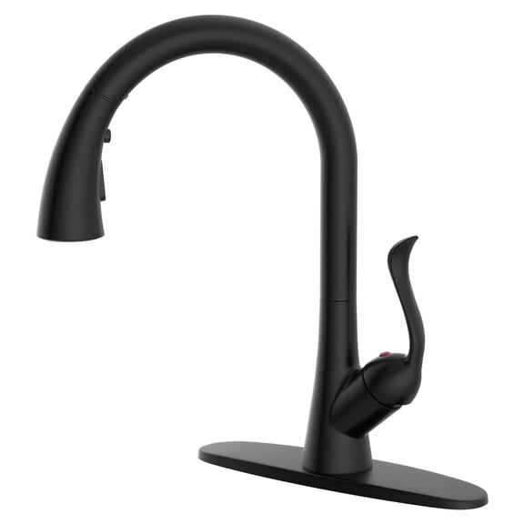 Appaso Pull Down Kitchen Faucet with Sprayer Stainless Steel Matte Black - Single Handle Commercial High Arc Pull Out Spray Head with Deck Plate, Grifos De Cocina
