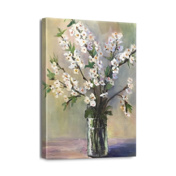 Appealing 12X16inch Pink Flowers Canvas Art Abstract Bouquet in Vase Prints for Teen Girl’s Bedroom. Striking Pink Floral Picture Poster, Ideal Bathroom Decor