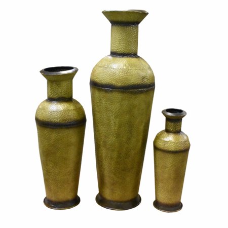 Appealing 3Piece Metal Planter, Green