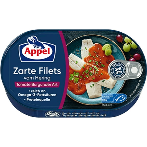 Appel Heringfilets Tomate Burgunder Art