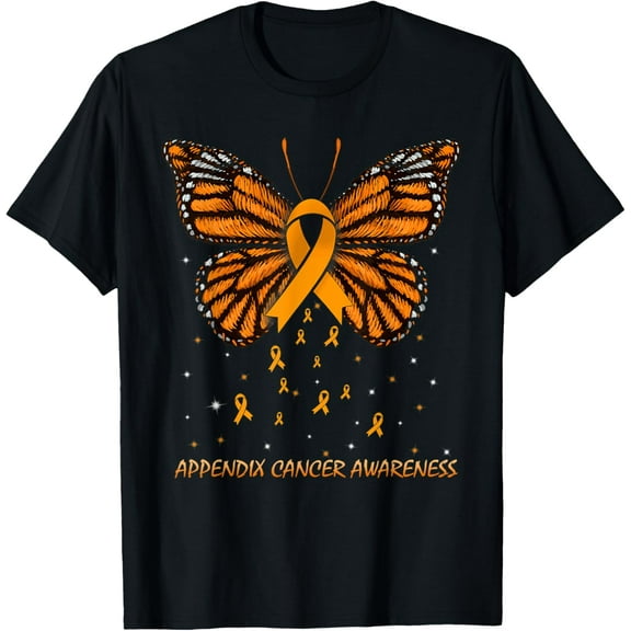 Appendix Cancer Awareness Butterfly T-Shirt