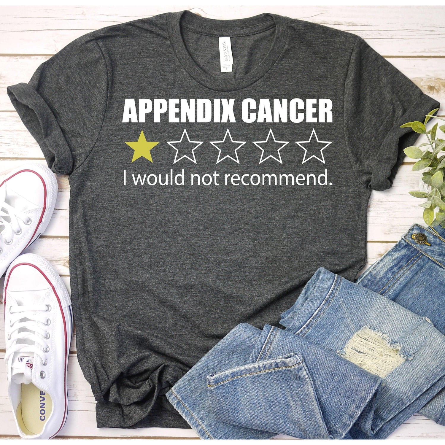 Appendix Items Design Appendix Cancer One-Star Rating Graphic T-Shirt, Unisex Classic Fit ...