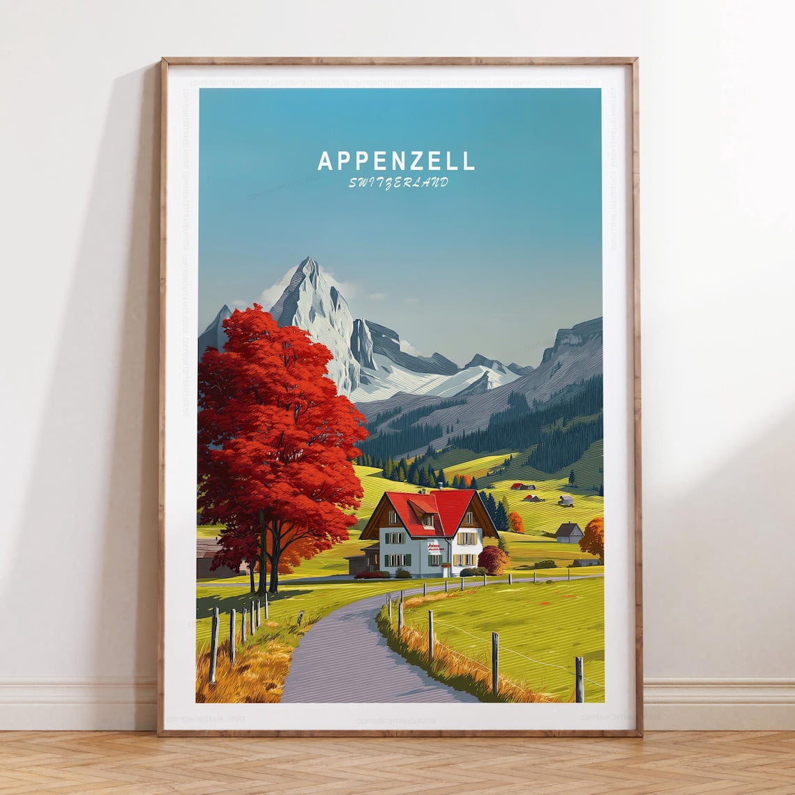 Appenzell Switzerland Wall Art Print, Minimalist Alpine Village Travel ...