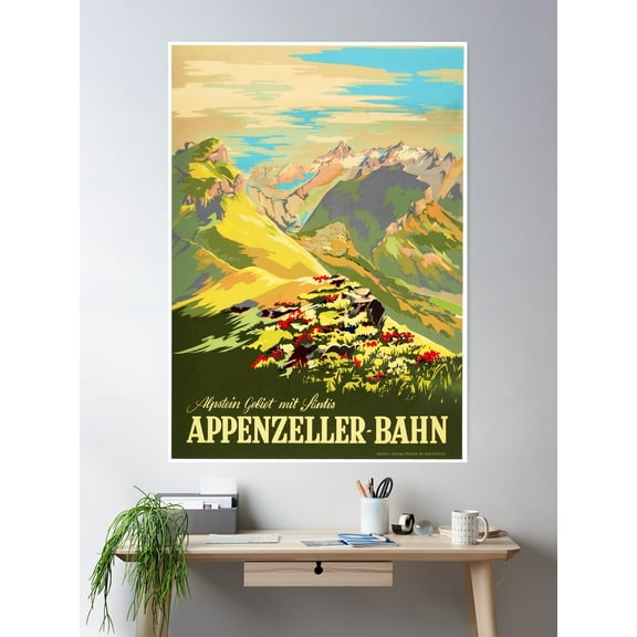 Appenzeller Bahn Switzerland Appenzell Railways Vintage Travel Tourism Promotion Poster Wall Art, Modern Wall Decor For Living Room Bedroom, 12x18 UNFRAMED