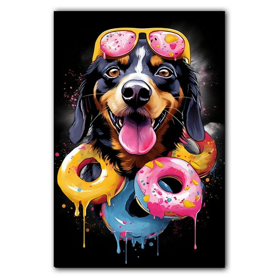 Appenzeller Sennenhund Art Canvas Fun Popcorn, Donuts and Lollipops Dogs. Watercolor Art Print, Canvas Canvas for wall decor living room, Bedroom, Bathroom. Funny Wall Art Decor