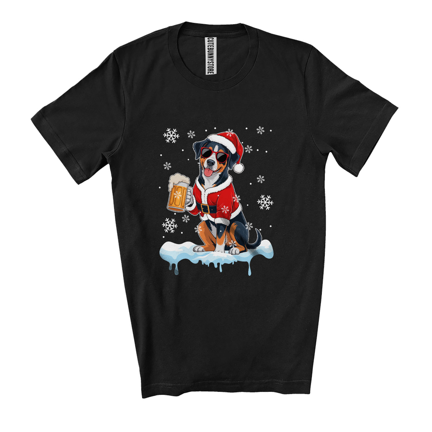 T-shirt Personnalisable - Basset Hound Santa Qui Boit De La Bière - Noël Drunker Family - Neuf Avec étiquettes