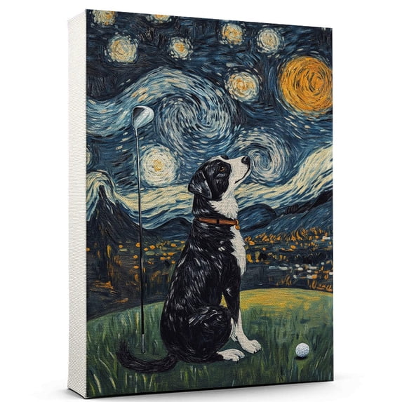 Appenzeller Sennenhund Vintage Dog Golf Canvas – Artistic Sports, Appenzeller Sennenhund Dog with Golf Stretched Canvas Size 8x12 Wall Print for Bedroom, Living Room, Office
