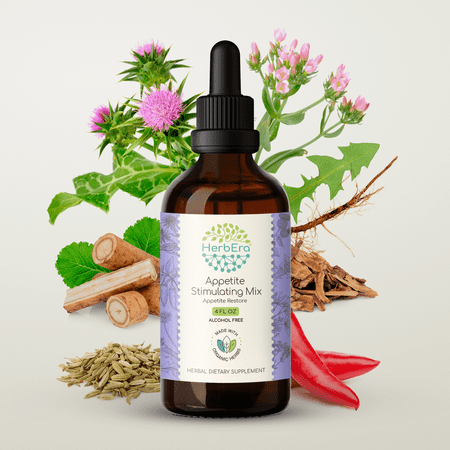 HerbEra Appetite Stimulating Mix Extract, Dietary Supplement Herbal Formula, Made from Burdock Root, Centaury, Fennel Seed, Cayenne Pepper, Dandelion, Blessed Thistle 4 oz