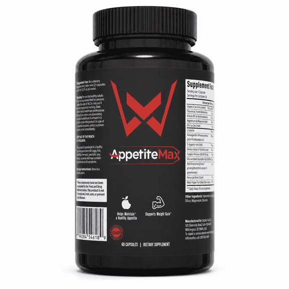 AppetiteMax Appetite Support Weight Gain Pills for Hardgainers, 60 Capsules