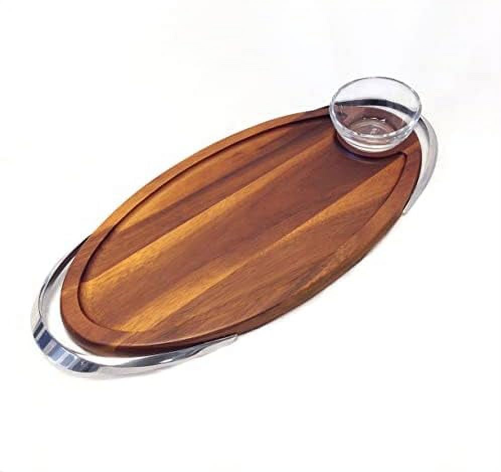 Appetizer Board With Dip Dish Large Wooden Serving Tray With Handles