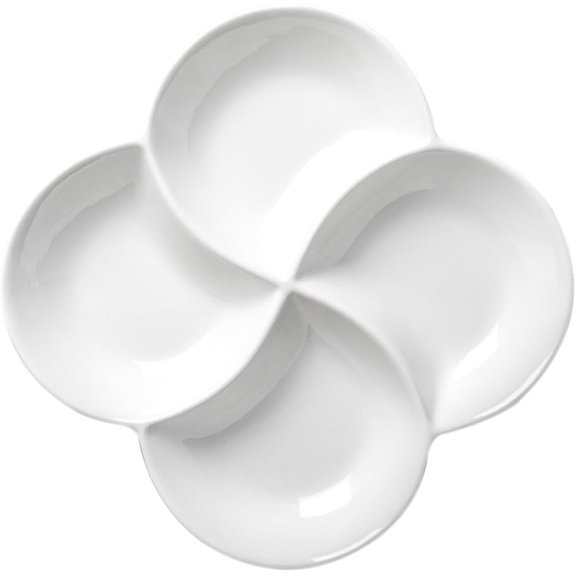 Appetizer Platter 4 Compartment Multi-grid Snack Plate Dried Fruit Dish Divided Serving Tray for Candies Nuts Elegant White Serving Platter for Entertaining
