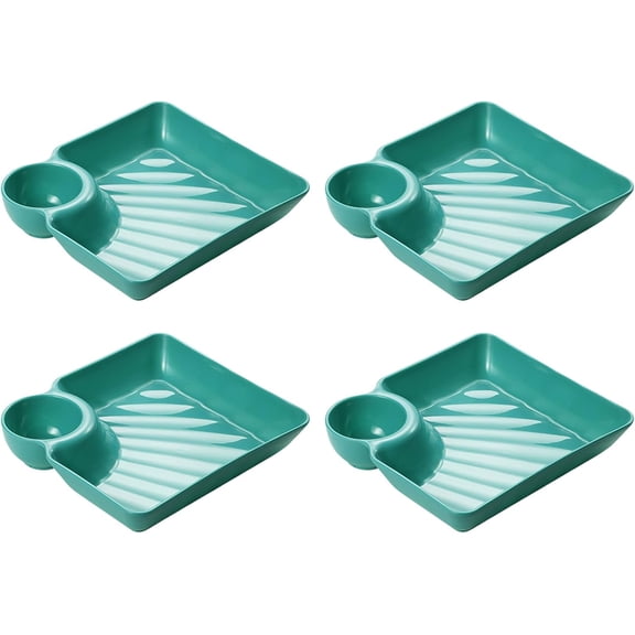 Appetizer Tray with Dip Container, Heat Resistant Small Serving Snackle Tray for Party Dessert Dumplings Fruit Salad