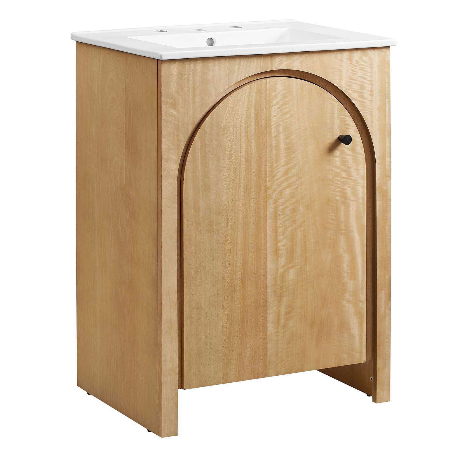 Appia 24" Oak Freestanding Bathroom Vanity with White Ceramic Top