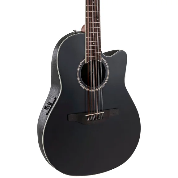 Applause AB2412-5S Traditional Series Mid-Depth 12-String Acoustic-Electric Guitar Black