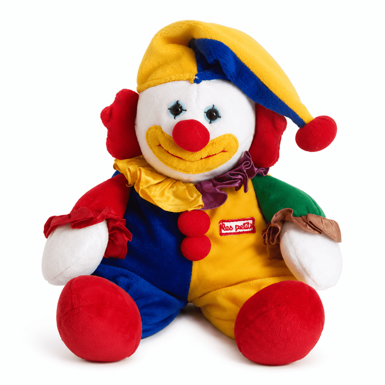 Applause Les Petits Marcel Circus Clown Plush, Multicolor Jester Stuffed Doll with Pom Pom Details and Ruffle Collar for Collectors, Shelf Decor and Gift Giving