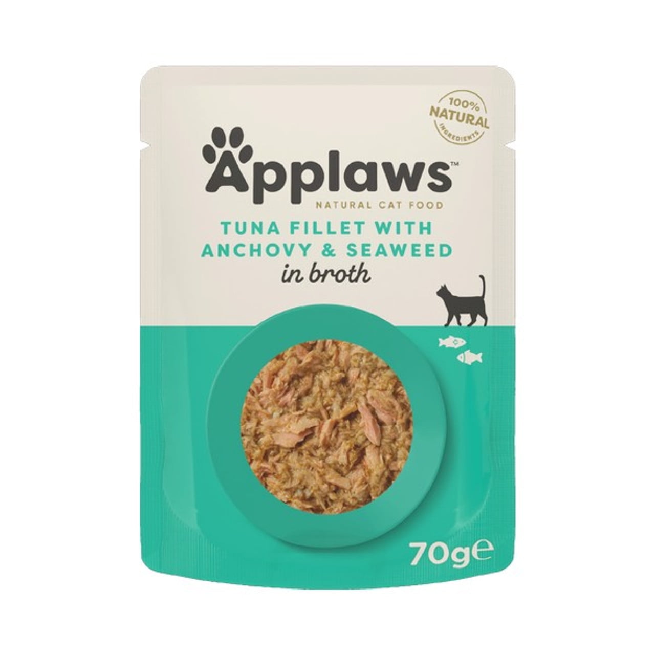 Applaws Cat Pouch Tuna Fillet and Whole Anchovy Cat Food 70g Case of 12