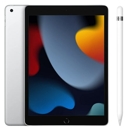 Apple 10.2" iPad (2021, 64GB, Wi-Fi, Silver) (MK2L3LL/a) Bundle with Apple Pencil