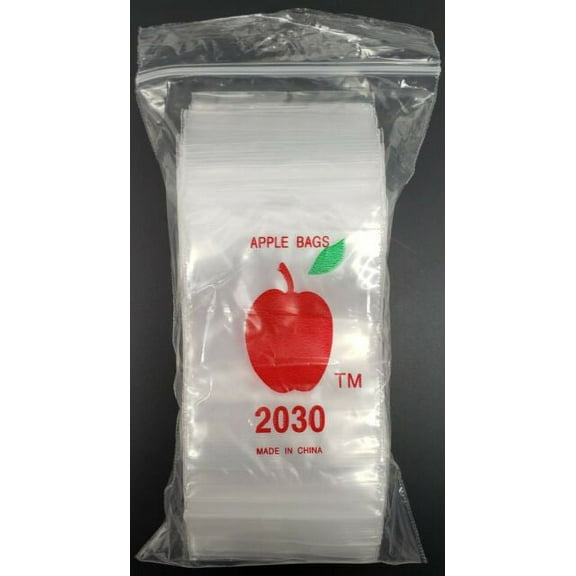 Apple 2030 Clear Plastic Resealable Baggies 1000 BAGGIES