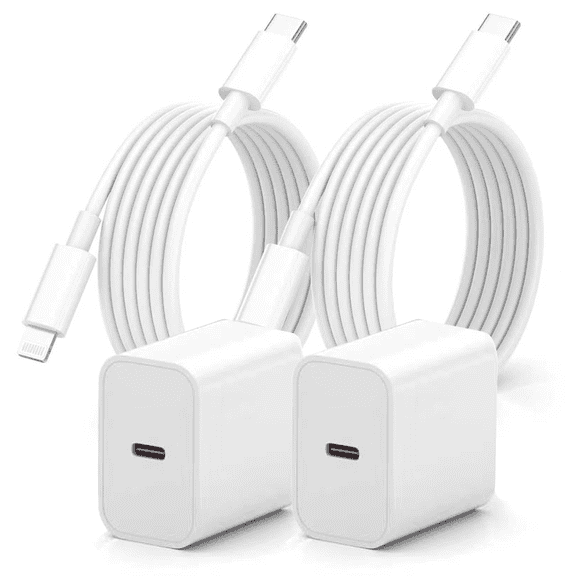 IPhone 14 13 12 Charger Fast Charging Block 2 Pack with 6FT Fast Cable, 20W PD Wall Adapter Compatible with iPhone 14 13 12(White)