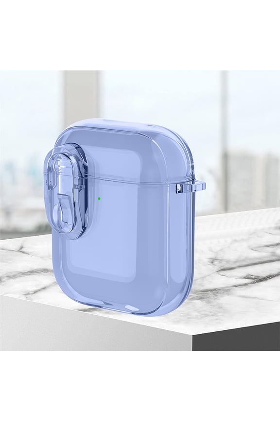 For Apple AirPods 1st 2nd Generation Case with Keychain & Lock Button, Clear Case Shockproof Dustproof Anti-Scrathc Not-Yellowing Dustproof Transparent Case Cover for Apple AirPods 1 2,Blue