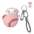 thumbnail image 1 of Apple AirPods Skin, Airpods Charging Case Skin for Airpods 1 & AirPods 2,Takfox Shockproof Anti-Scratch 360° Protective Portable PVC Cover for Airpods 2 / 1 [Baseball] Accessories w/ Keychain, Pink, 1 of 7
