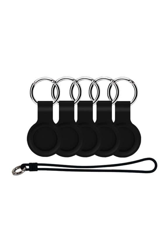 Apple AirTag 5 PC starter kit (4 Silicone Case keychain, 1 Luggage Tag Black