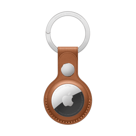Apple AirTag Leather Key Ring - Saddle Brown