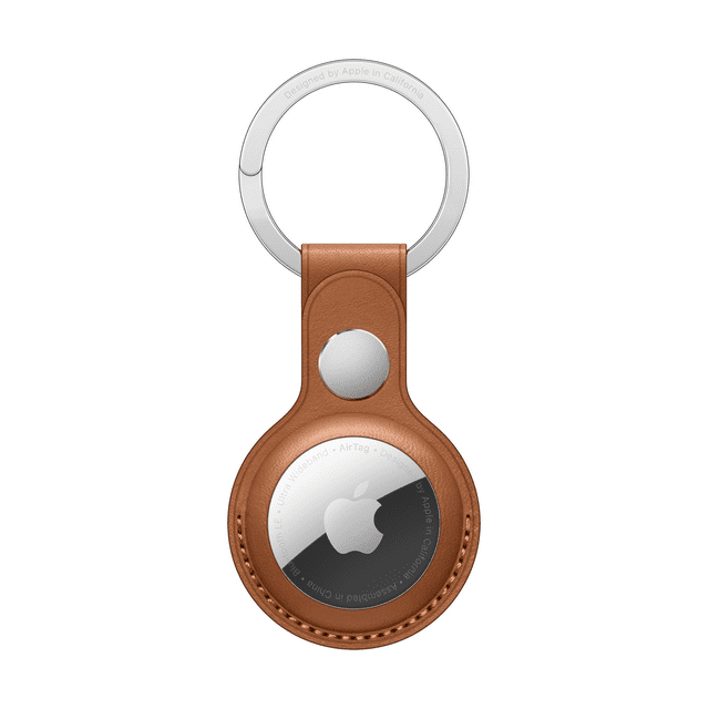 Apple AirTag Leather Key Ring Saddle Brown