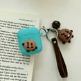 thumbnail image 1 of for Apple Airpod 1&2 Case Cover 3D Cartoon Strap Bell Keychain Case Silicone Bluetooth Headset & Earphone Protection, Cute & Stylish Design for Kids, Teens, Girls & Boys (Teal), 1 of 4