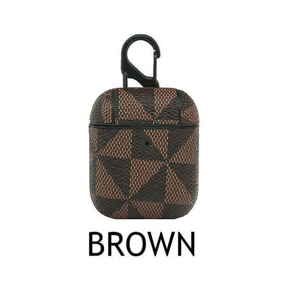 Apple Airpods 2/1 Classic PU Leather Pattern Design Protective Hard Case Cover with Keychain