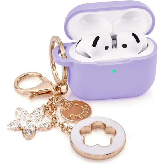 Apple Airpods 4 phone cases, new women's anti drop silicone iPod 4 earphones, wireless accessories, charging case, Airpods 4th generation girls' shiny keychain, earphone protective cover
