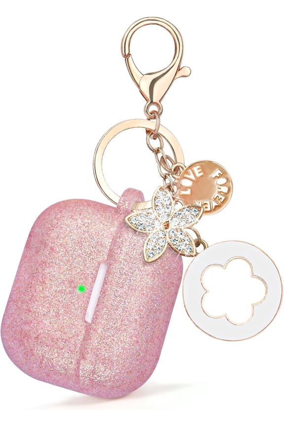 Apple Airpods 4 phone cases, new women's anti drop silicone iPod 4 earphones, wireless accessories, charging case, Airpods 4th generation girls' shiny keychain, earphone protective cover
