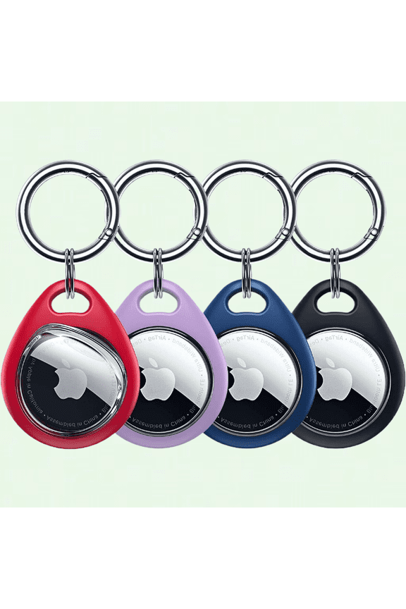 Apple Airtag Holder, IP67, Full Body Soft TPU Case, Transparent TPU Face Shield, Drop-Proof, Waterproof, Scratchproof, Contoured Fit, 4 Pack, Multicolor or All Black (Multicolor)