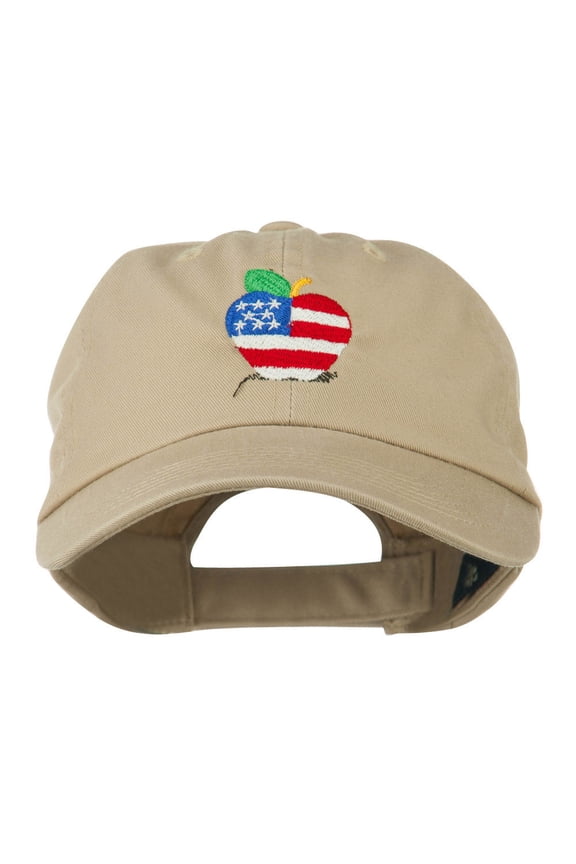 Apple American Flag Embroidered Cap - Khaki OSFM