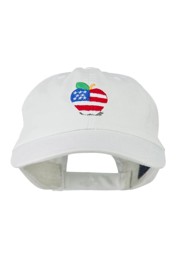 Apple American Flag Embroidered Cap - White OSFM